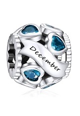 nice silver cubic zirconia heart December birthstone baby charm